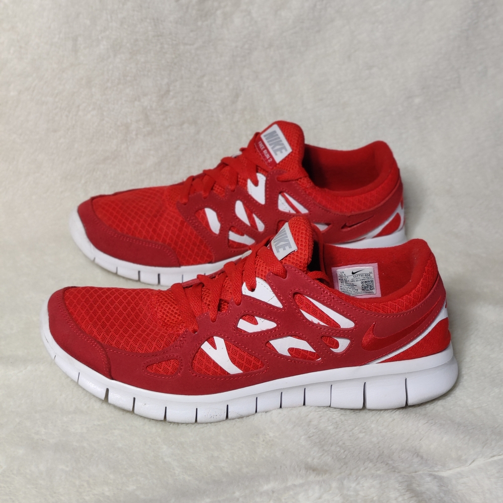 Nike Men's 12.5 Free Run 2 Red and White Running Sneakers